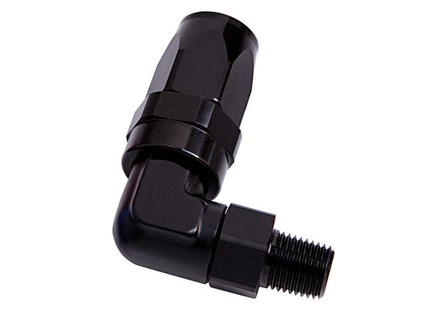 Aeroflow AF829-08-08BLK Male 1/2" Npt 90Deg To -8AN Black Full Swivel 90Deg