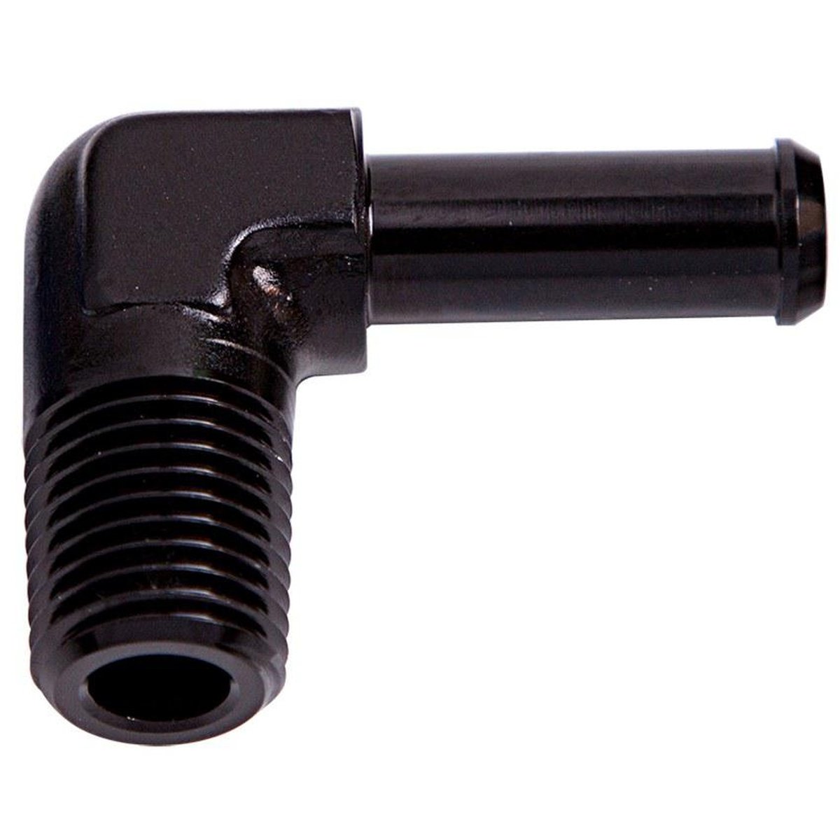 Aeroflow AF842-10BLK 90Deg 1/2" Npt To 5/8" Barb Black 90Deg Male To Male
