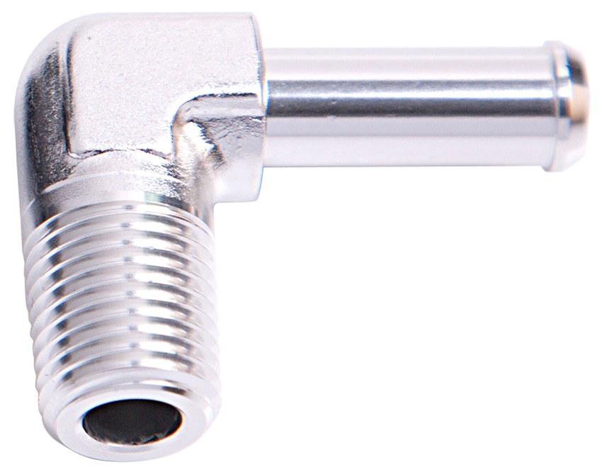Aeroflow AF842-10S 90Deg 1/2" Npt To 5/8" Barb Silver 90Deg Male To Male