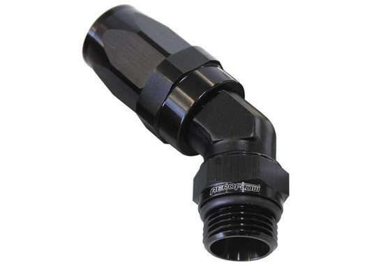 Aeroflow AF844-08-06BLK 45Deg -8 Hose To Male -6 Thread Black