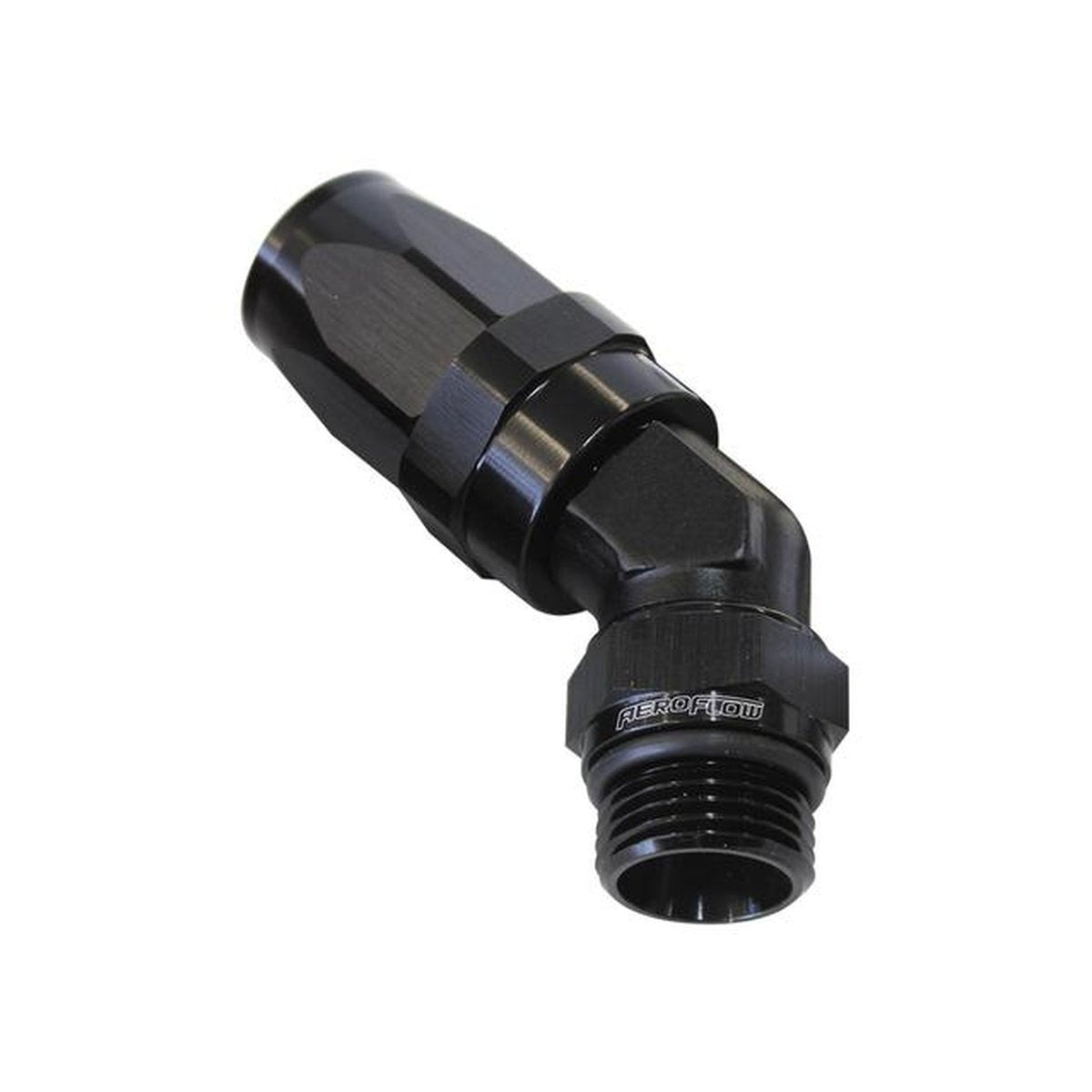 Aeroflow AF844-10-12BLK 45Deg -10 Hose To Male -12 Thread Black