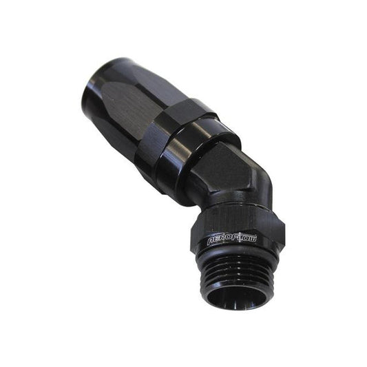 Aeroflow AF844-10-12BLK 45Deg -10 Hose To Male -12 Thread Black