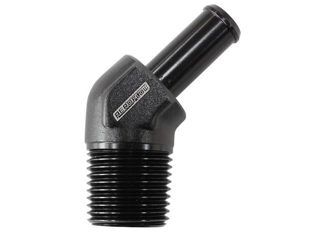 Aeroflow AF845-06-06ANBLK Black 45Deg 3/8"Npt To -6AN Barb Suits 100/450 Series Hose