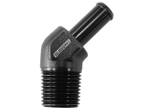 Aeroflow AF845-06-06ANBLK Black 45Deg 3/8"Npt To -6AN Barb Suits 100/450 Series Hose