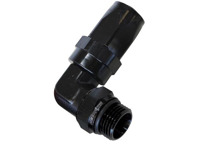 Aeroflow AF849-08-06BLK 90Deg -8AN Hose To Male -6AN Thread Black