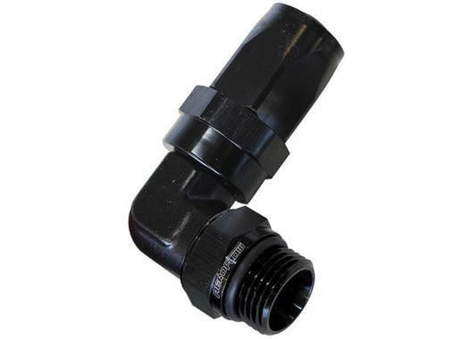 Aeroflow AF849-08-06BLK 90Deg -8AN Hose To Male -6AN Thread Black