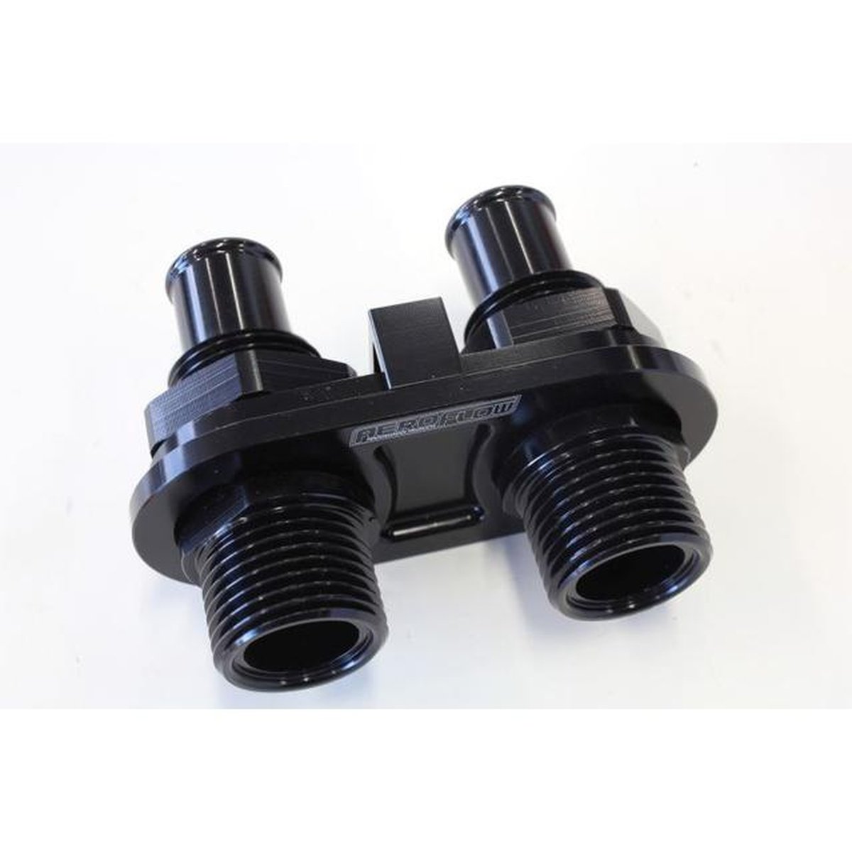 Aeroflow AF88-2002BLK Black A/C Bulkhead 2 Port 2 X -10 / 2 X 5/8" Barb Pushon