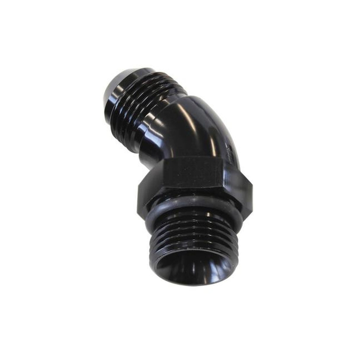 Aeroflow AF902-06-08BLK 45Deg -8ORB To -6AN Complete With Jam Nut And O-Ring Black