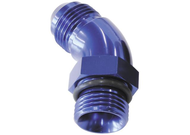 Aeroflow AF902-06 45Deg -6ORB To -6AN Complete With Jam Nut And O-Ring Blue