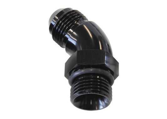 Aeroflow AF902-04-06BLK 45Deg -6ORB To -4AN Complete With Jam Nut And O-Ring Black
