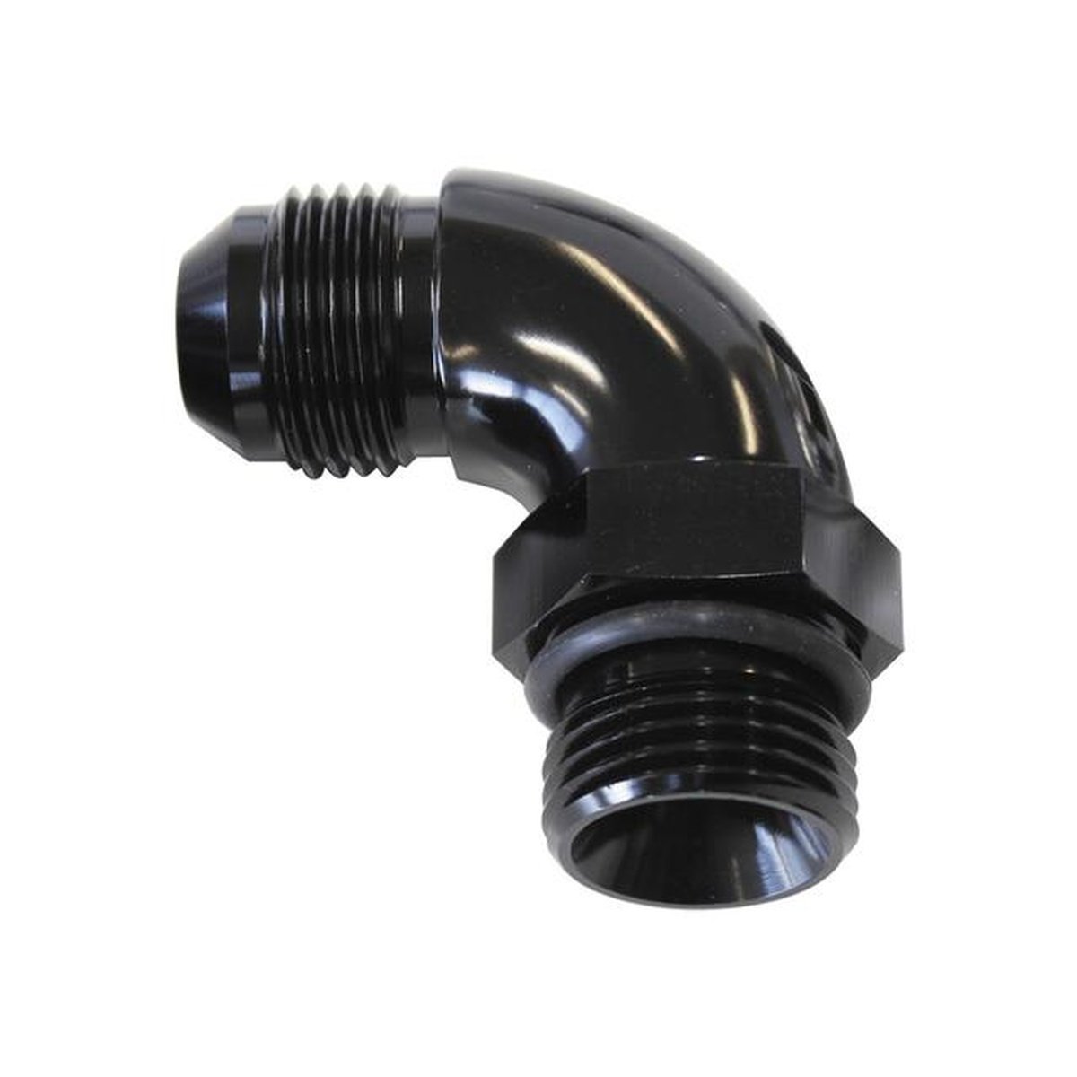 Aeroflow AF903-16BLK 90Deg -16ORB To -16AN Completwith Jam Nut And O-Ring Blue