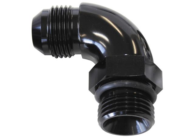 Aeroflow AF903-08-06BLK 90Deg -6ORB To -8AN Complete With Jam Nut And O-Ring Black