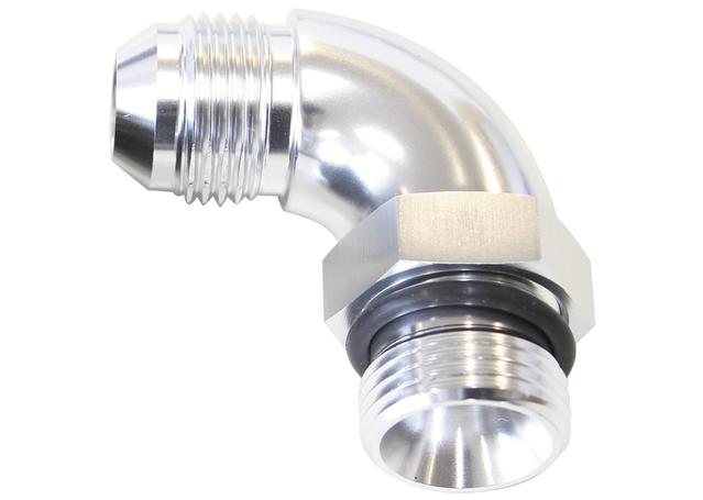 Aeroflow AF903-10-08S 90Deg -8ORB To -10AN Complet With Jam Nut And O-Ring Silver