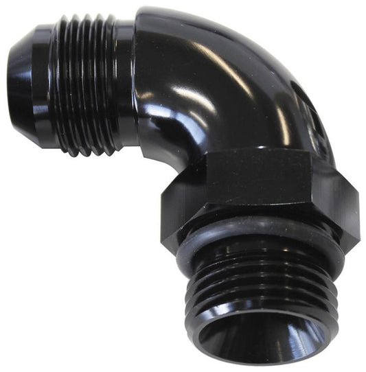 Aeroflow AF903-08BLK 90Deg -8ORB To -8AN Complete With Jam Nut And O-Ring Black