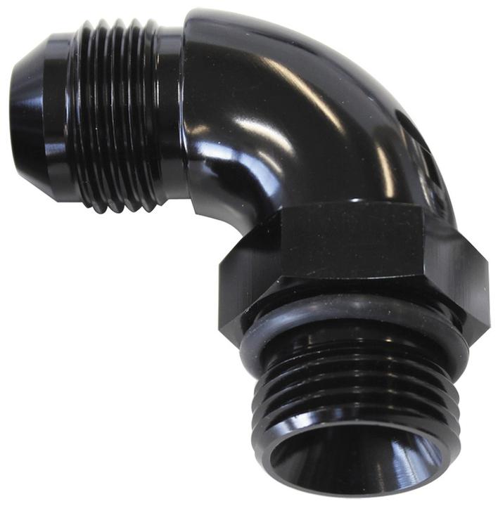 Aeroflow AF903-10BLK 90Deg -10ORB To -10AN Completwith Jam Nut And O-Ring Black