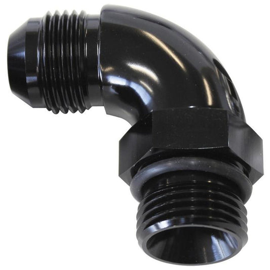 Aeroflow AF903-10-12BLK 90Deg -12ORB To -10AN Completwith Jam Nut And O-Ring Black