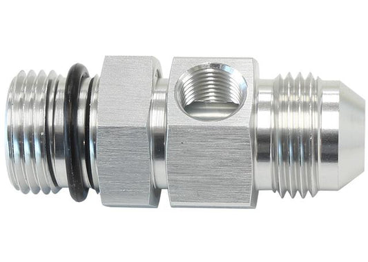 Aeroflow AF904-06S -6ORB To -6AN With 1/8" Port Silver