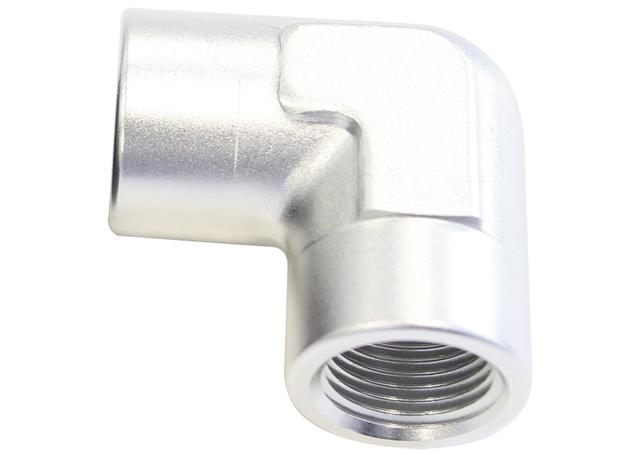 Aeroflow AF913-04S 90Deg Female - Female Elbow 1/4 Npt Silver