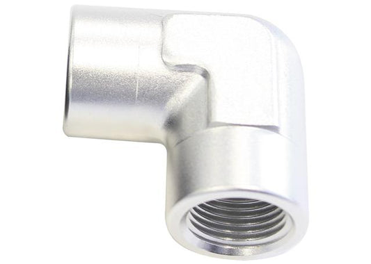 Aeroflow AF913-04S 90Deg Female - Female Elbow 1/4 Npt Silver