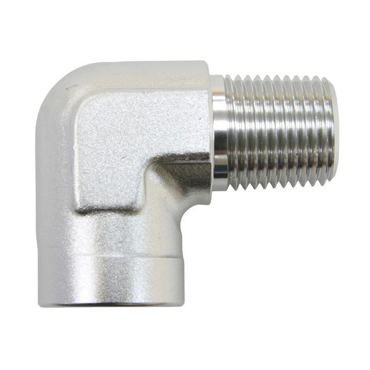 Aeroflow AF914-08S 90Deg Female - Male Elbow 1/2 Npt Silver