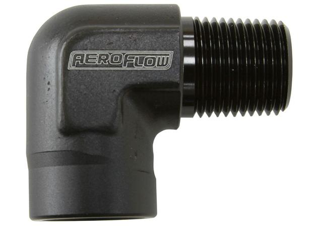 Aeroflow AF914-04BLK 90Deg Female - Male Elbow 1/4 Npt Black
