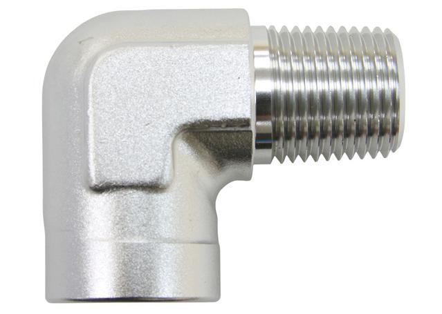 Aeroflow AF914-06S 90Deg Female - Male Elbow 3/8 Npt Silver