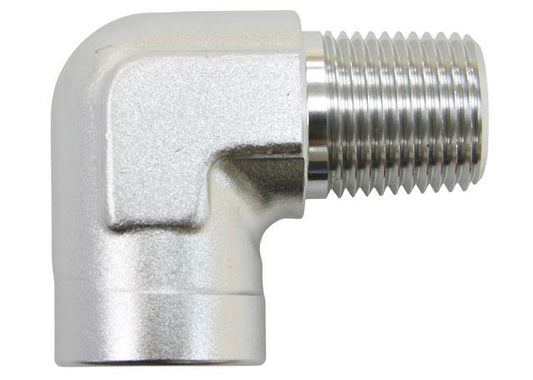 Aeroflow AF914-06S 90Deg Female - Male Elbow 3/8 Npt Silver
