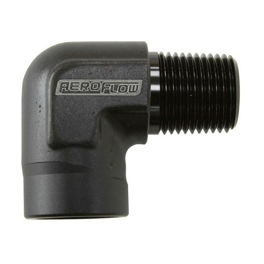 Aeroflow AF914-08BLK 90Deg Female - Male Elbow 1/2 Npt Black