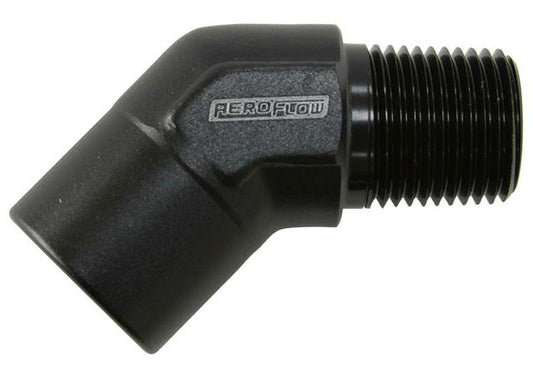 Aeroflow AF915-04BLK 45Deg Female - Male Elbow 1/4 Npt Black