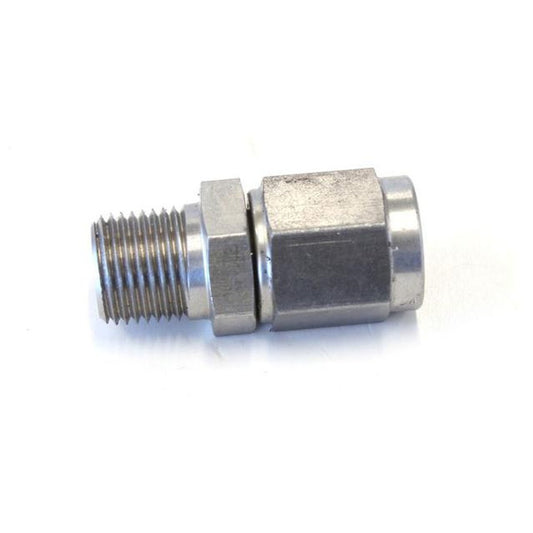 Aeroflow AF916-03-02-SS 1/8" Npt To -3AN Female Nut Stainless Straight Swivel Nut