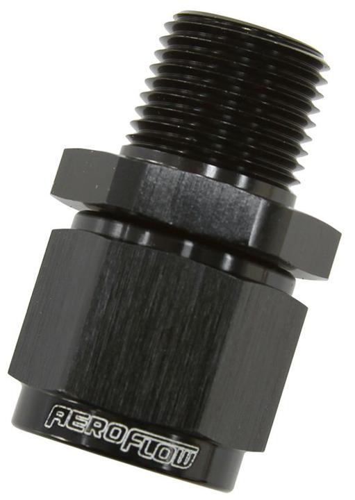 Aeroflow AF916-06-02BLK 1/8" Npt To -6AN Female Nut Black Straight Swivel Nut