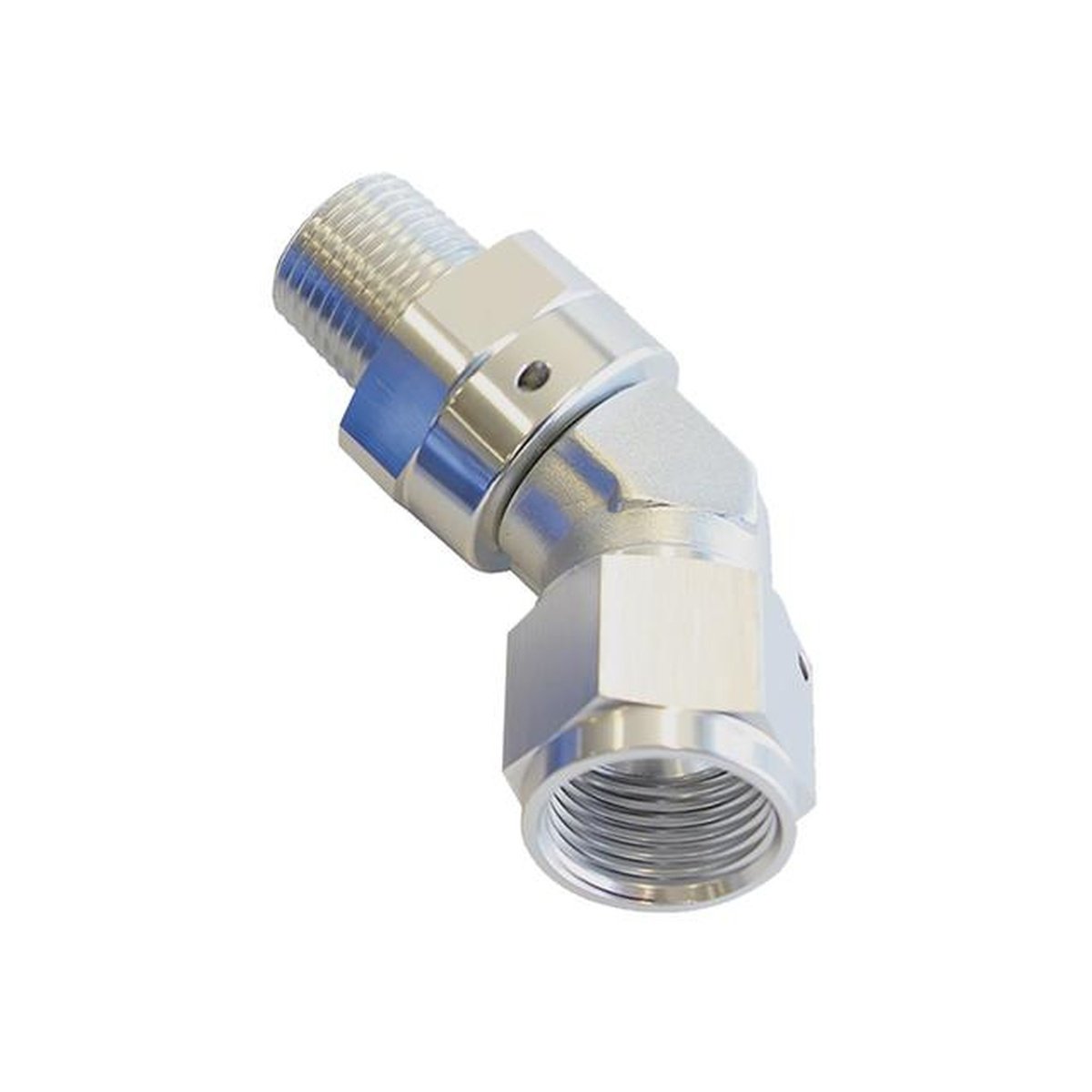 Aeroflow AF919-04-02S 45Deg 1/8" Npt To -4AN Female Silver Full Swivel Fitting