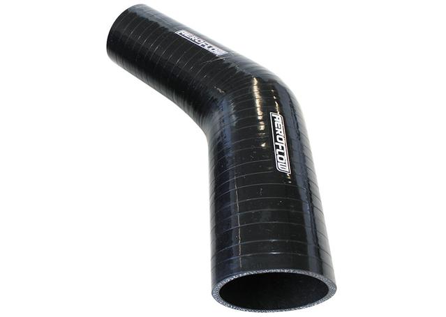 Aeroflow Silicone Hose Reducer 45 Deg Black I.D 3.25-3.00" 83-76mm, Wall 5.3X140mm