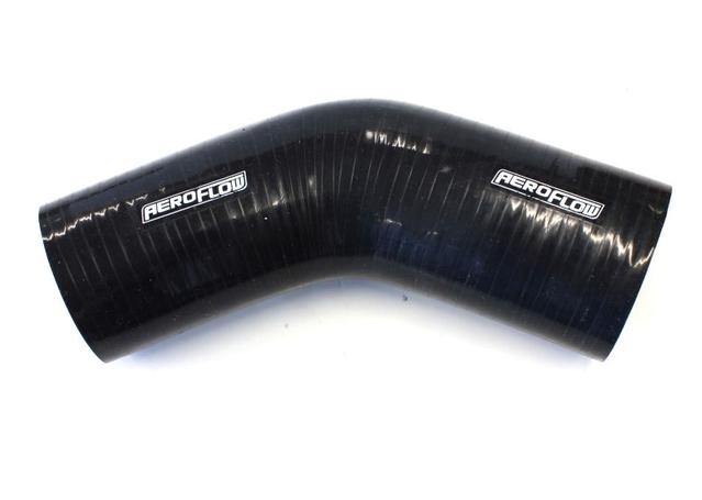 Aeroflow AF9202-400-350 Silicone Hose Reducer 45Deg; Black I.D 4.00-3.50" 102-89mm
