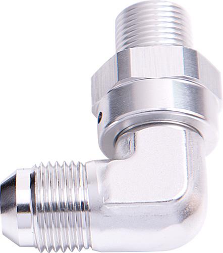 Aeroflow AF922-03-02S 90Deg 1/8" Npt To -3AN Silver Male Swivel Thread