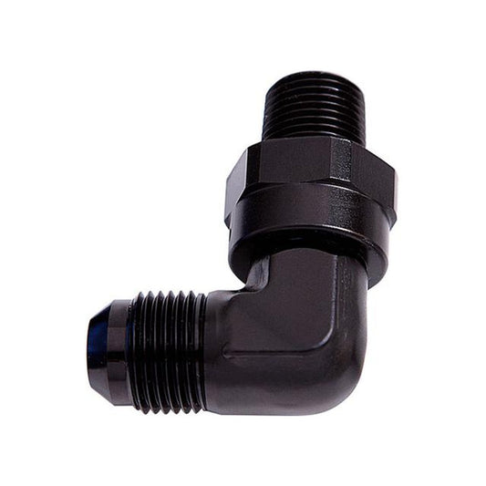 Aeroflow AF922-03-02BLK 90Deg 1/8" Npt To -3AN Black Male Swivel Thread