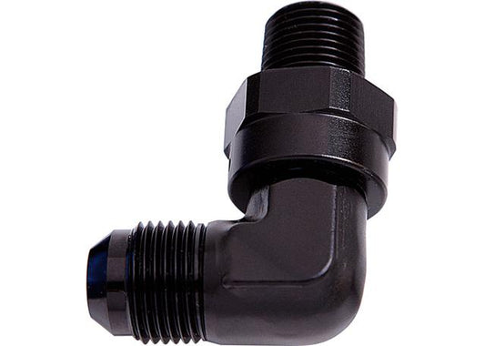 Aeroflow AF922-04-02BLK 90Deg 1/8" Npt To -4AN Black Male Swivel Thread