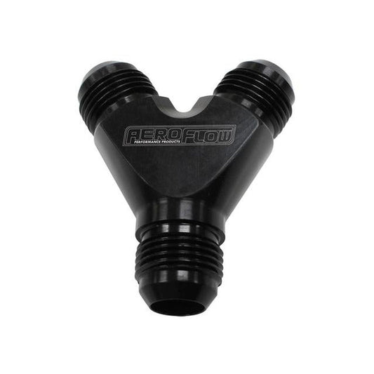 Aeroflow AF930-06-04BLK Y Block -6AN Out -4AN In Black 1x -6AN Out 2x -4AN In