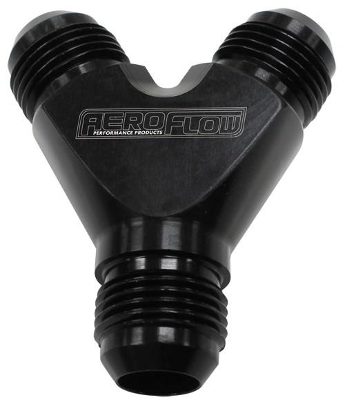 Aeroflow AF930-08-06BLK Y Block -8AN In -6AN Out Black 1x -8AN In 2x -6AN Out