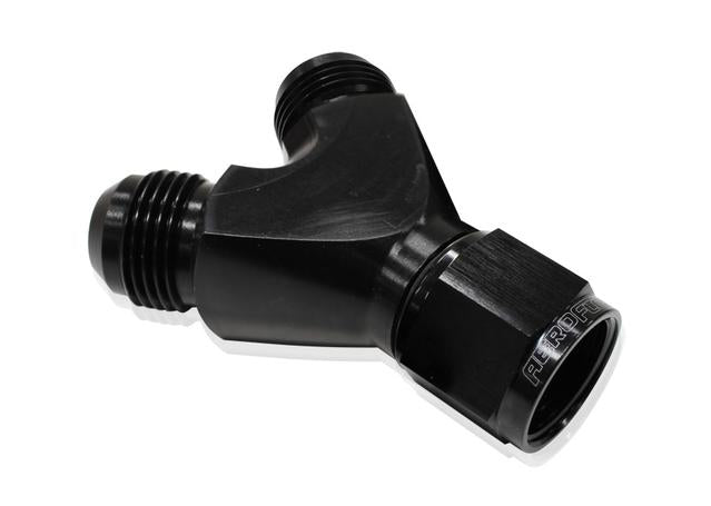 Aeroflow AF931-10-08BLK Y Piece -10 Swivel Nut 2x -8AN Black