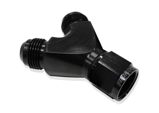 Aeroflow AF931-10-08BLK Y Piece -10 Swivel Nut 2x -8AN Black