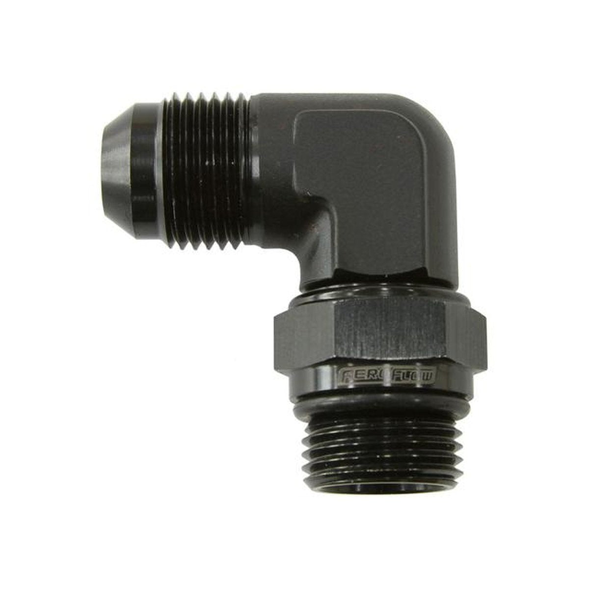 Aeroflow AF949-10-08BLK Male -8ORB 90 To -10AN Male Black Full Swivel