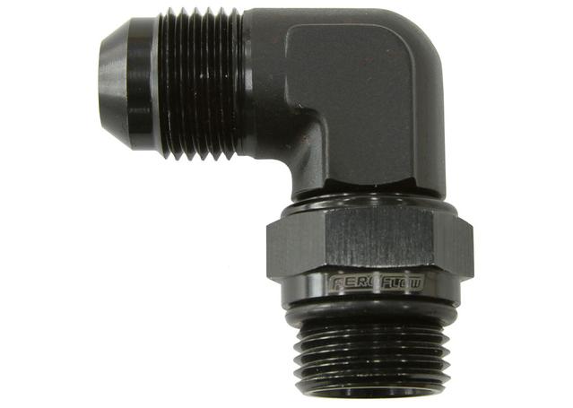 Aeroflow AF949-06BLK Male -6ORB 90 To -6AN Male Black Full Swivel