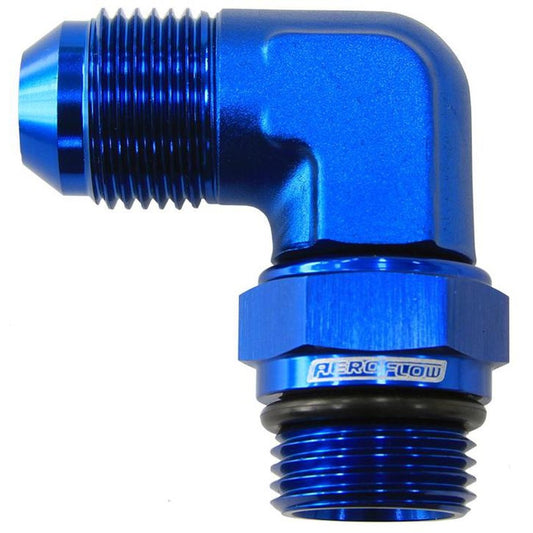 Aeroflow AF949-10-08 Male -8ORB 90 To -10AN Male Blue Full Swivel