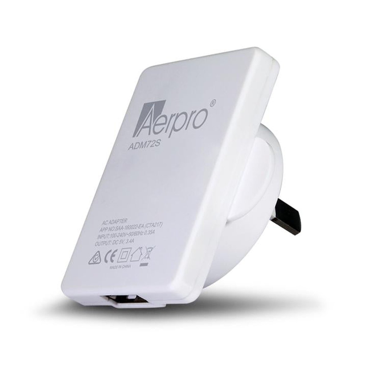 Aerpro 240V Dual USB Port Slimline Charger ADM72S