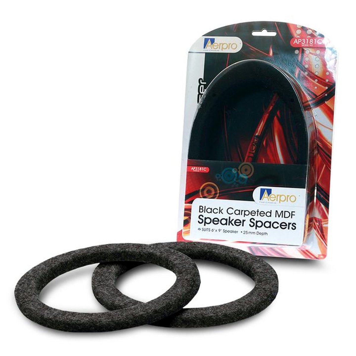 Aerpro Speaker Spacers 6x9" MDF Pair Pre-Drilled