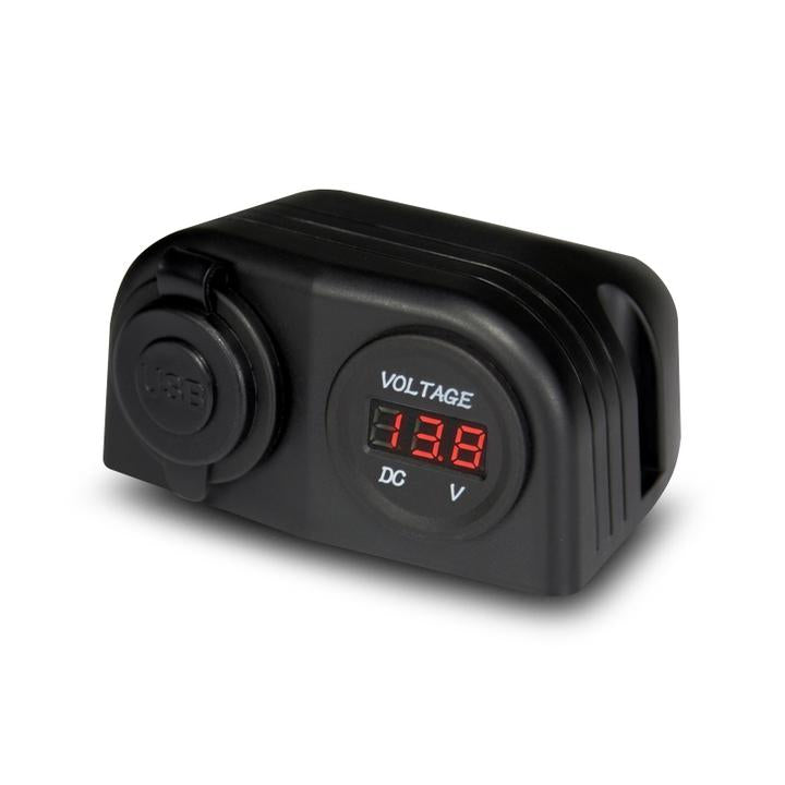 Aerpro Dual DC USB Car Charger & DC Voltmeter Housing Mount APDCH68