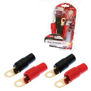 Aerpro 2 Gauge Ring Terminals 2 Red/2 Black