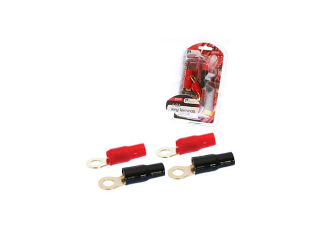 Aerpro 4 Gauge Ring Terminals 2 Red/2 Black