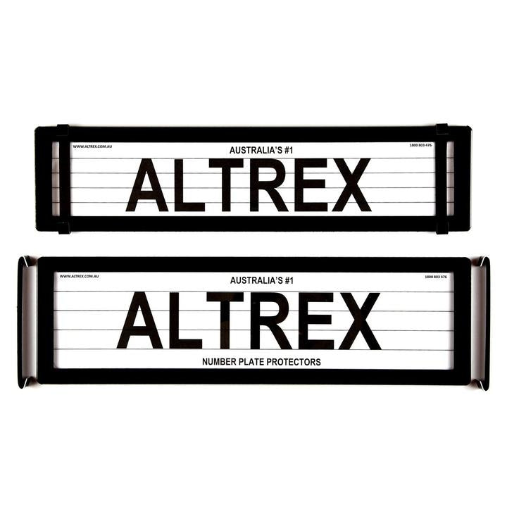Altrex Number Plate Covers Black With Lines Premium Combination Metal Clips